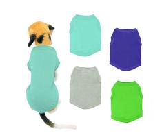 YAODHAOD T-Shirts Chien Unicolore Vêtements, Chemises en Coton Doux et Respirant, Chemises pour Chien Vêtements Fit pour Petits Extra Petits Chat pour Chiens（Paquet de 4）(S)