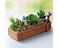 3 pièces vase pour fleurs en forme de cassette de bois, Rectangle Plante succulente Boîte à fleurs jardinière, jardinière de jardin Jardinière pot de plantes grasses carré potager surélevé