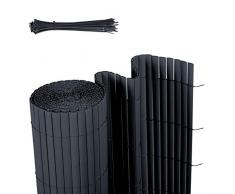 Sekey Canisse en PVC Brise Vue pour Jardin, Balcon et Terrasse, Résistant, Résistant aux intempéries, Intimité, avec Surface Texturée, avec Serre-Câbles, 80 x 500 cm, Anthracite