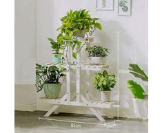 HLQW Rack à fleurs en bois massif, bac à fleurs datterrissage à plusieurs étages, balcon de viande, porte-fleurs de salon (Color : White)