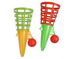 Lot de 2 Jeu Lance Balle 18 cm avec 2 Balles - Sport Plage Enfant Jouet - 736