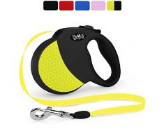 DDOXX Laisse Chien Enrouleur, Réfléchissante | Nombreuses Couleurs & Tailles | pour Petit, Moyen Gros & Grand | Laisses rétractable Chat Chiot | XS, 3 m, à 8 kg, Noir/Jaune Neon
