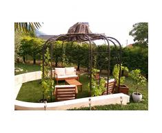 Gloriette Princess X-Large Tonnelle Pergola de Jardin Abris Ovale En Fer Forgé Peinture Epoxy Marron Martelé 300x420x300cm