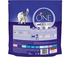 PURINA ONE Adulte Au Saumon et aux Céréales Complètes 1,5 KG - Croquettes pour chat adulte - Lot de 6