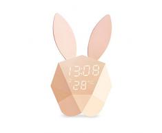 Peanutaoc Lapin Intelligent Réveil Commutateur Vocal Temps Lumineux Affichage Numérique Capteur de Lumière Lumière Nuit Alimentation Lampe