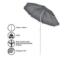 [casa.pro]®] Parasol de Plage Parasol de Jardin Polyester Acier Gris 180 cm x 194 cm