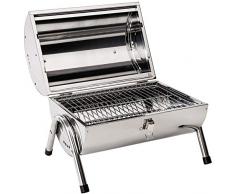 TecTake Barbecue Grill Charbon de Bois Portable Double Plaque Grill Acier Inoxydable argenté