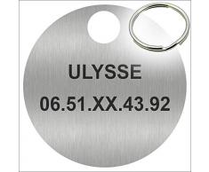 WMI Print Medaille Pendentif Chien et Chat avec Gravure Personnalisée - Ronde- 20mm - INOX Brossé