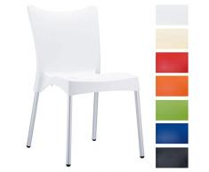 CLP Chaise de Jardin XXL Empilable Juliette en Plastique I Accoudoirs et Dossier Résistante aux Rayons UV I Pieds Stables Fauteuil de Jardin I Blanc