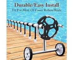 luckything Enrouleur De Bâche pour Piscine Hors-Sol, 8pcs Kit De Fixation De Bobine De Couverture Solaire De Piscine, Moulinet De Bâche À Bulles Télescopique De Piscine