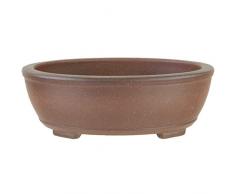Pot à bonsaï 24.5x19.5x8.5cm antique brun ovale en grès