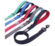 VIVAGLORY Laisse pour Chien avec Poignée Rembourrée Douce Poignée Laisse, 1.8m Laisse avec Durable de Haute Fils Réfléchissants, pour Chiens de Taille Moyenne à Grande, Noir