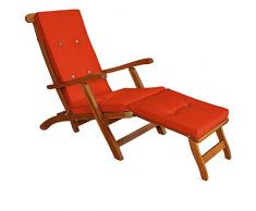 Detex® Coussin de transat | Lanières de Maintien à 8 Boutons - en Lin - Orange | Coussins Chaise Longue Bain de Soleil