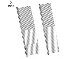 PEAK-EU Peigne Chien Peigne Chat Animal Domestique Barber Outils de Toilettage Acier Inoxydable (Argent 2 Pcs)