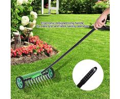 EBTOOLS Râteau Scarificateur avec Rouleau Aérateur pour Pelouse Scarificateur Manuel avec Confortable Longue Poignée pour Pelouse Gazon Jardin