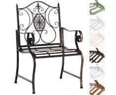 CLP Chaise de Jardin Punjab I Chaise de Jardin en Fer Forgé avec Accoudoirs Design Romantique Style Antique I Chaise de Jardin Terrasse ou Balcon I Couleur: Bronze