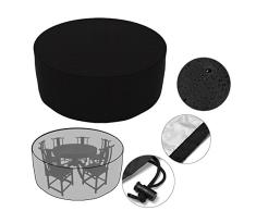Dreamsbox Housse de Meuble, Couverture Bâche de Protection de Table Imperméable Tissu Oxford Anti Vent Pluie UV Poussière pour Meuble Extérieur Jardin 163 x 84cm - Ronde