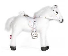 Götz 3401485 Weisser Blitz Cheval en Peluche Souple avec Puce sonore pour poupées sur Pied, pour Enfants à partir de 3 Ans
