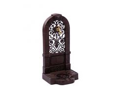 Fontaine Murale sur Pied - Aluminium - Style Antique - Motif Fleur de lys Marron
