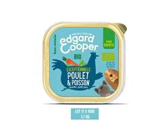 Edgard & Cooper Paté en Boite pour Chien Adulte Biologique Nourriture Naturelle sans Gluten, Lot de 17 Barquettes de 100g, Alimentation Saine complète et équilibrée (Chiot Poisson Poulet Bio)