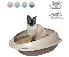 Bac à litière pour grand chats "ovale" 2 tailles avec bord anti-salissures