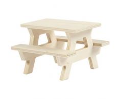 greedeko Miniature Table de Pique-Nique en Bois 8 x 8 cm
