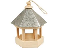 Mangeoire pour oiseaux avec toit en zinc, 22x18x16,5 cm, traité, 1 pièce