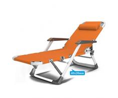 Extérieur Bain de Soleil Transat Jardin Chaise Longue,Chaise Longue Pliable de Plage Portable Confortable Relax Transat Piscine Lit de Camps Natte de Plage Pliable, Bleu L300YL ( Color : Orange )