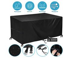 king do way Housse de Protection Housse de Meuble Housse Salon de Jardin Housse de Table Extérieur Bâche de Protection Étanche Tissu Oxford, avec Corde et Boucle Verrouillage（600D, 242 x 182 x 100cm）