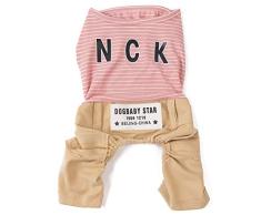 Petit Chien Chat Chiot Combinaisons Vêtements/Chien Pyjama Chiot Vêtements Bandes Rose Bleu Jaunes Uniquement pour Petits Chiens Chats Chiot - Poids 1.2-9.0 Kgs