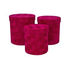 DECORPRO Ensemble de 3 bacs à Fleurs pour Vraies Fleurs, boîte en Velours, Insert en Plastique, bac à Fleurs imperméable, boîte-Cadeau en Rouge, Rose, Blanc, Gris (Rouge)