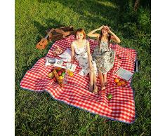 SKYSPER 2 * 2m Couvertures Tapis de Pique-Nique Imperméable Résistant à lhumidité et Résistant à lusure Portable Couverture de Camping Tapis pour Plage Randonnée Voyage Jardin Nappe avec Poignée