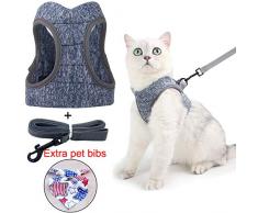 Taotigzu Harnais Chat Ultra-léger Ensemble Harnais et Laisse pour Chat Laisse réglable pour Chien Veste de Marche Douce et Respirante pour la Course de Chat,Convient pour Maine Coon, Persan (M, Gris)