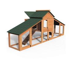 VOUNOT Poulailler en Bois avec Pondoir et Perchoir Poulailler 2 Poules 210x85x85cm avec Rampes dAccès et Portes verrouillables Grand dEspace dActivité Idéal pour Poules Petits Animaux Lapins