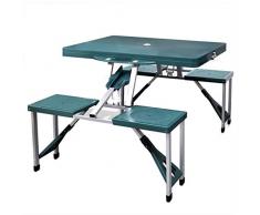 vidaXL Table de Pique-Nique Jardin Verte Pliante à 4 sièges légère en Aluminium