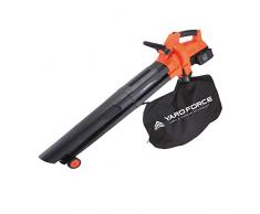 Yard Force 40V Aspirateur, Souffleur, Broyeur de Feuilles sans Fil, Fonction 3 en 1-Vitesse de Soufflage Max 230km/h, Batterie Li-ION et Chargeur LB C20