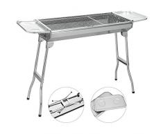 SunJas Barbecue à Charbon de Bois Inox Taille Grande BBQ Pliable Barbecue Grill à Charbon Four de Charbon Portable Robuste | 73 x 32.5 x 68cm