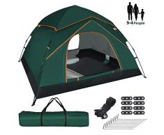 GEEDIAR Tente Camping 3-4 Personnes Anti UV Imperméable Tente Ventilation Double Porte, Tentes dôme pour Pique-Nique, Randonnée, Trekking, Camping