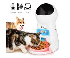 amzdeal Distributeur Automatique de Nourriture pour 4 Fois/Jour Pet Feeder Automatique Distributeur de croquettes Gamelle pour Chien/Chat (Grand, Moyen, Petit) (3.5L)