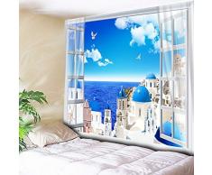 XIAOBAOZIGT Tapisserie Pittoresque Couverture De Pique-Nique Suspendue Au Mur Tapis De Voyage pour Tente De Camping Château De Style Méditerranéen Décor À La Maison 100×150Cm