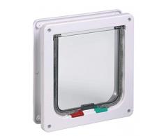 Flamingo - 507516 - Chatière 4 modes - Blanc - Pour grands chats / 235 x 252 mm