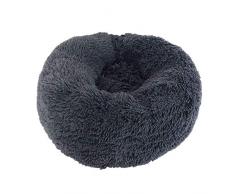 Genlesh Panier Rond pour Chien et Chat en Peluche Douce et Confortable pour Dormir en Hiver, Gris foncé, 50 cm