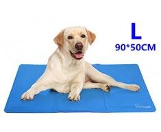 Tapis Rafraichissant Chien Pecute Plus Durable Mise à Niveau Tissu Oxford+PVC dépaisseur 0.4mm Tapis de Refroidissement Automatique pour Animaux de Compagnie(L(50*90cm))