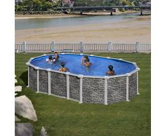 Gre KITPROV6188PO Piscine Acier Ovale H 132 M Aspect Pierre Santorini,