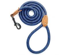 Mile High Life Laisse en corde descalade pour chien, avec poignée en cuir et fermoir robuste en métal, 1,2 m/1,5 m/1,8 m