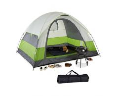 Relaxdays Tente de Camping pour 4-5 Personnes, Hydrofuge, Compact, Festivals, FPS UV 30+, HLP 180 x 300 x 240 cm, Vert