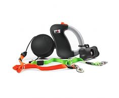 Makife Laisse Double de Chien Laisse pour Chien rétractable Automatique Double Chien Laisse pour 2 Chiens Extensible à 3 m 22.7kg par Laisse 15 pcs Sac pour Caca de Chien