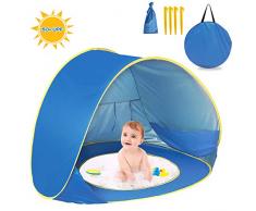 Tente de plage Pop Up pour enfants, bébé Tente de plage automatique portable anti-UV Abri solaire Intérieur et extérieur Utilisation pique-nique -120 x 80 x 70 cm