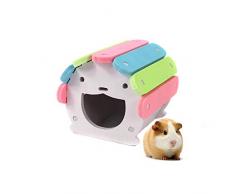 OMEM Hamster en Bois Lit De Cochon dInde Hamster en Bois Coloré Petit Animal en Bois Maison/Maisonnette/Villa Rongeur en Bois pour (Forme dours)