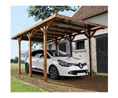 Carport en bois teinté autoportant pour une voiture Enzo 15,56m²